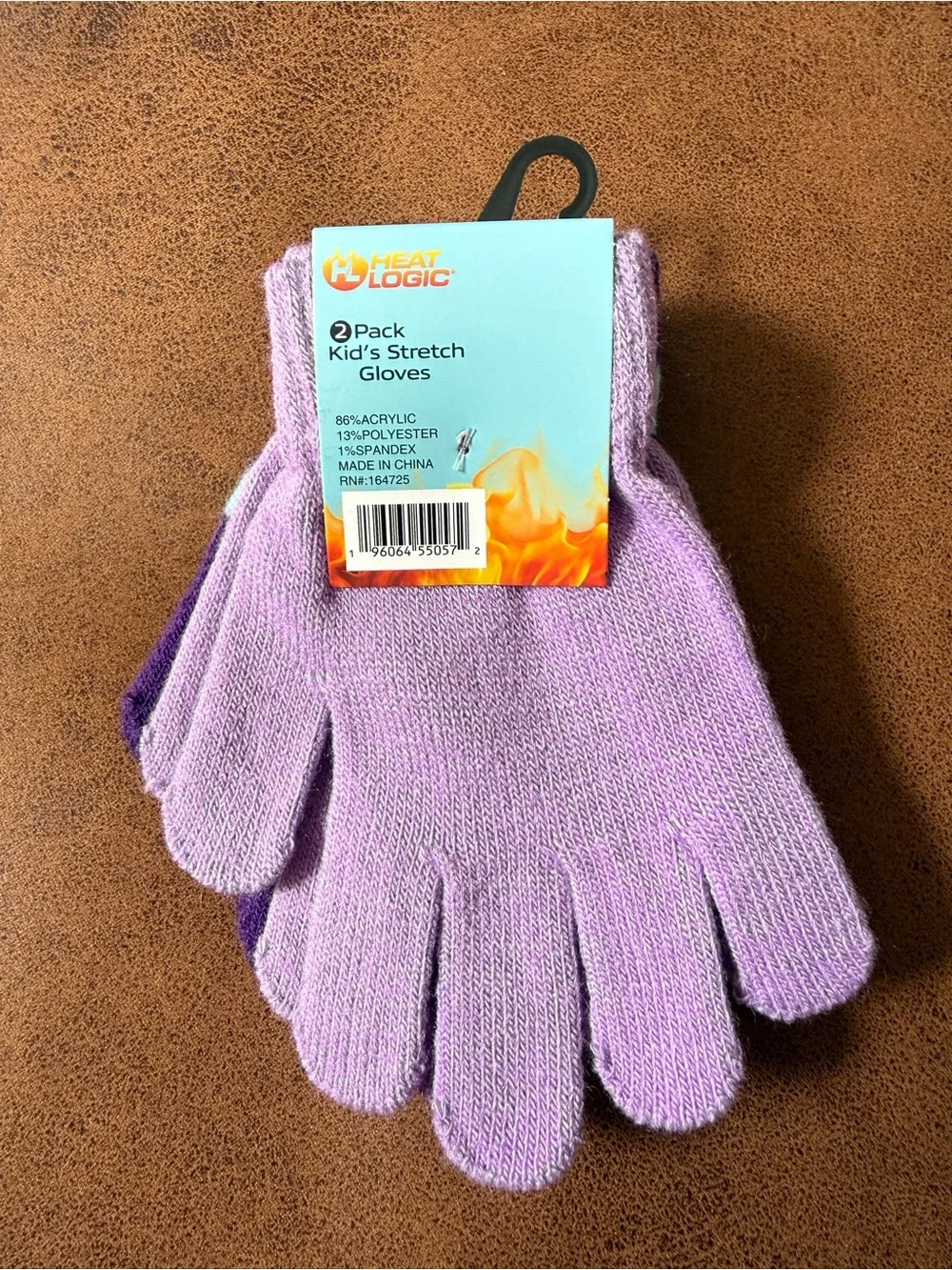 Kids Stretch Mittens - Purple & Light Blue (2 Pack)
